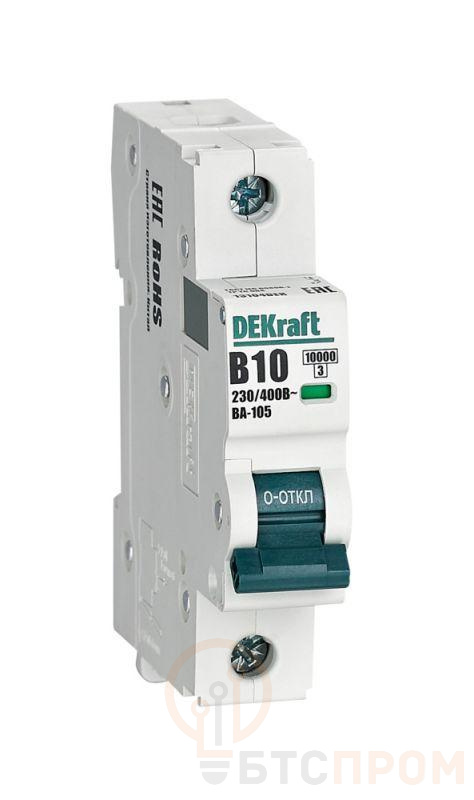 Выключатель автоматический модульный 1п B 10А 10кА ВА-105 DEKraft 13104DEK фото в каталоге от BTSprom.by  Выключатель автоматический модульный 1п B 10А 10кА ВА-105 DEKraft 13104DEK фото в каталоге от BTSprom.by