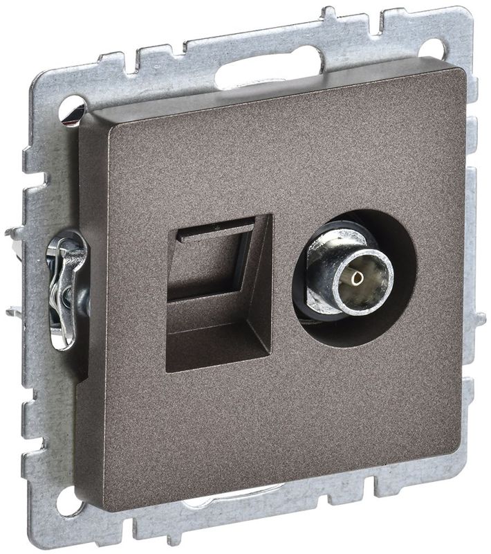 розетка компьютерная + телевизионная 2-м brite ртв/рк12-бртб rj45 кат.5e + tv механизм бронза iek br-ak20-1-k45 от BTSprom.by
