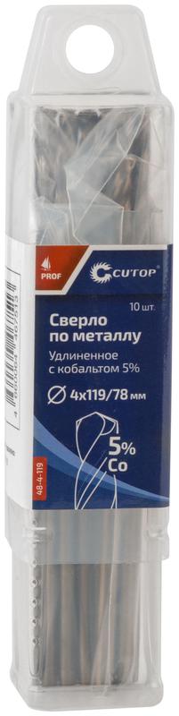  Сверло по металлу удлиненное Profi с кобальтом 5% 4х119мм (уп.10шт) Cutop 48-4-119 фото в каталоге от BTSprom.by