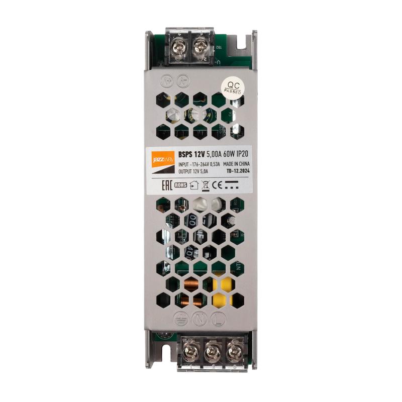 блок питания для светодиодной ленты 60вт 5а 12в ip20 bsps метал. jazzway 3329327a от BTSprom.by