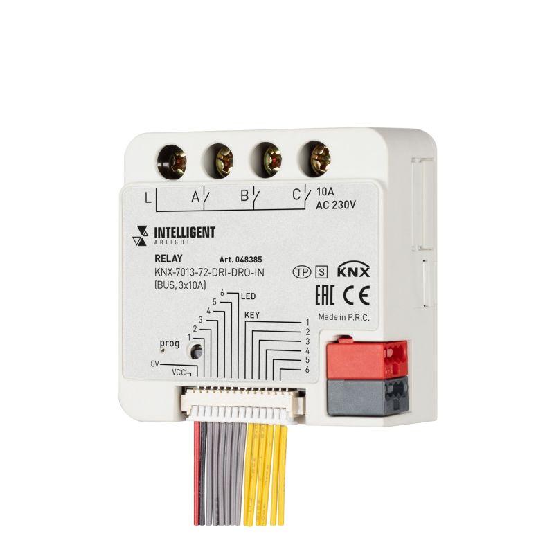 модуль релейный knx-7013-72-dri-dro-in (bus 3х10а) ip20 пластик intelligent arlight 048385 от BTSprom.by