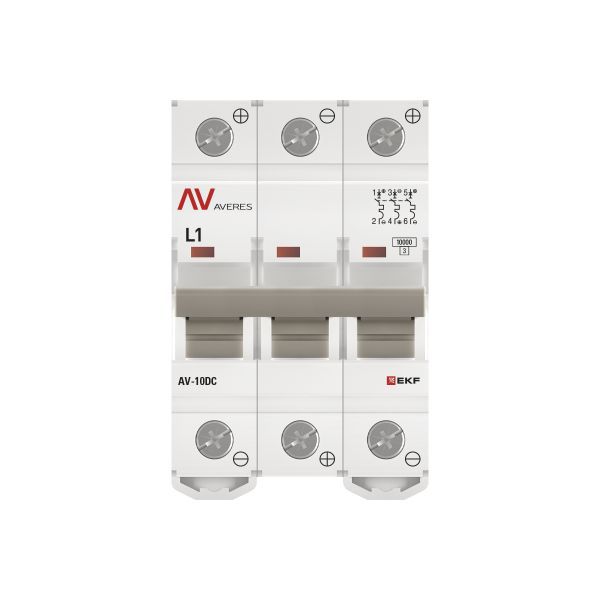  Выключатель автоматический модульный 3п L 1А 10кА AV-10 DC AVERES EKF mcb10-DC-3-01L-av фото в каталоге от BTSprom.by