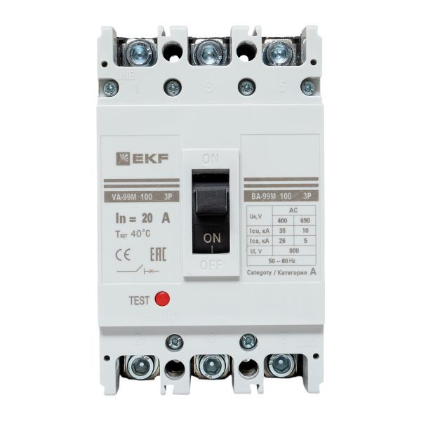  Выключатель автоматический 3п 100/20А 35кА ВА-99М PROxima EKF mccb99-100-20m фото в каталоге от BTSprom.by