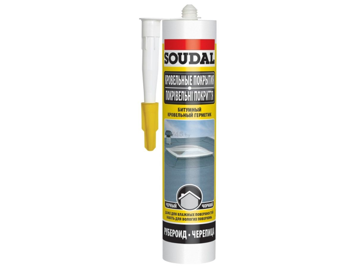 герметик кровельный битумный "soudal" кровельные покрытия черный 280 мл 118299 от BTSprom.by