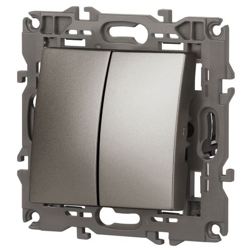  Выключатель 2-кл. Elegance 14-1104-16 250В 10АХ титан Эра Б0065803 фото в каталоге от BTSprom.by