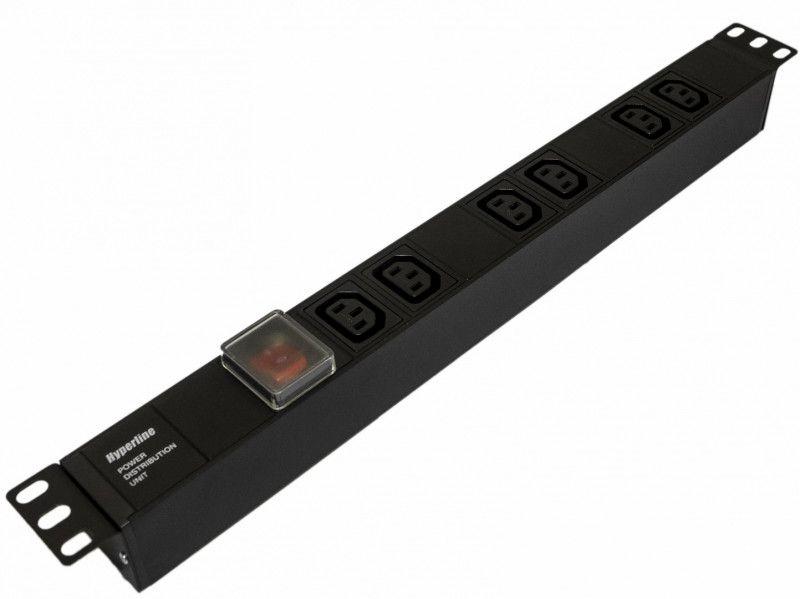 блок розеток для 19дюйм шкафов горизонт. 6 розеток iec320 c13 выкл. с подсветкой без кабеля питания входной разъем iec320 c14 10а 250в 482.6х44.4х44.4мм (дхшхв) сталь she19-6iec-s-iec черн. hyperline 426784 от BTSprom.by