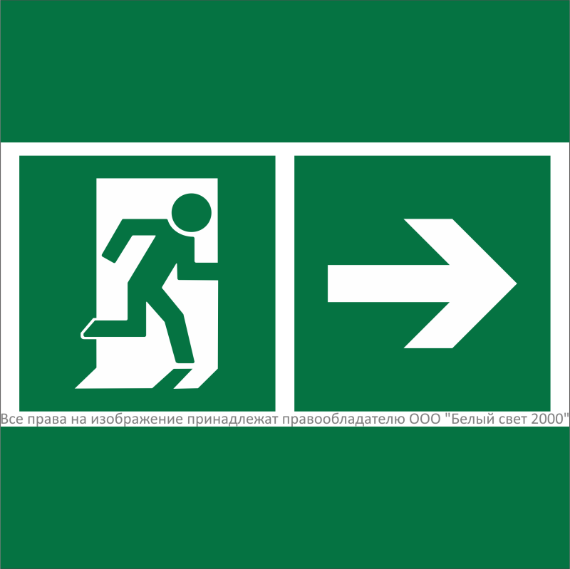 знак безопасности npu-2424.e35 "направление к эвакуационному выходу направо" белый свет a28728 от BTSprom.by