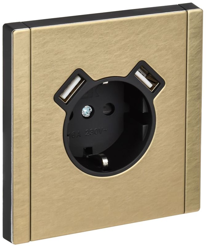 розетка 1-м сп forte&piano fp645m 16а ip20 usb a+a 3.1а с заземл. защ. шторки винтовое крепление шампань iek fp-r14-16-u21-d31-m-k37 от BTSprom.by