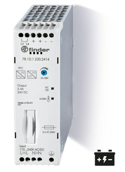 источник питания импульсный вход 110...250в ac/dc / выход 24в dc 130вт 30мм ip20 finder 781d12302414 от BTSprom.by
