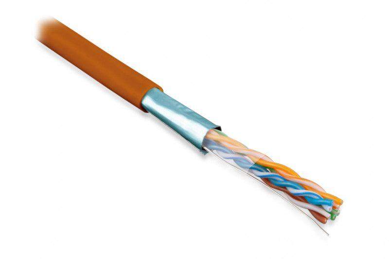 кабель витая пара экранир. ftp (f/utp) кат.5e 4 пары 24 awg ож solid экран-фольга lszh (low smoke zero halogen) ftp4-c5e-solid-lszh-or-305 (305 м) оранж. hyperline 45528 от BTSprom.by