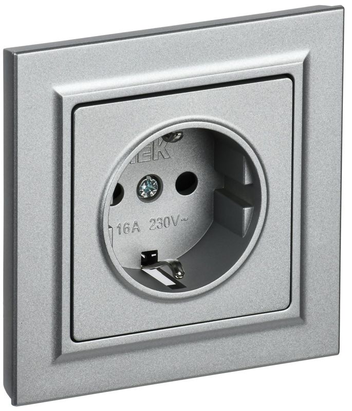 розетка сп brite рср14-1-0-бра 16а в сборе с заземл. защ. шторки алюм. iek br-r14-16-k47-f от BTSprom.by