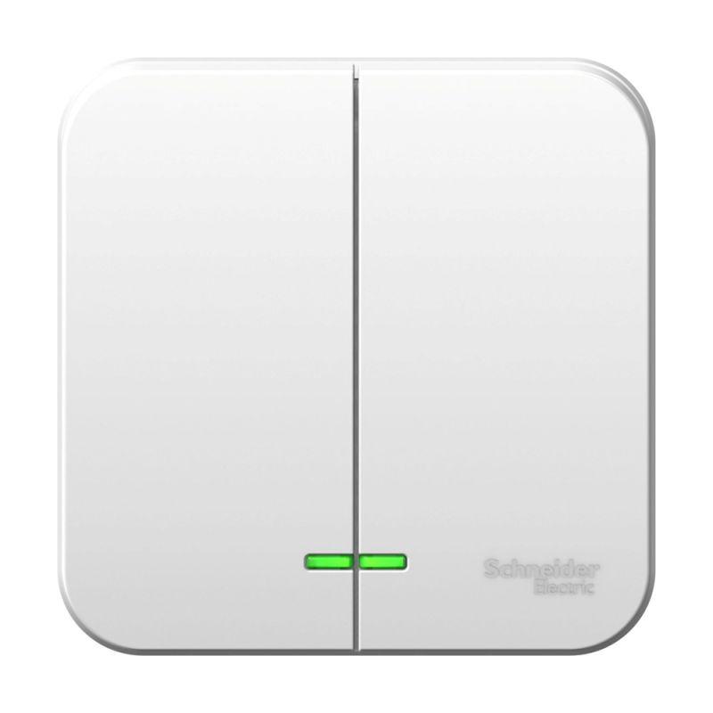 выключатель 2-кл. оп blanca 6а ip20 (сх. 5) 250в с подсветкой бел. se blnva065101 от BTSprom.by