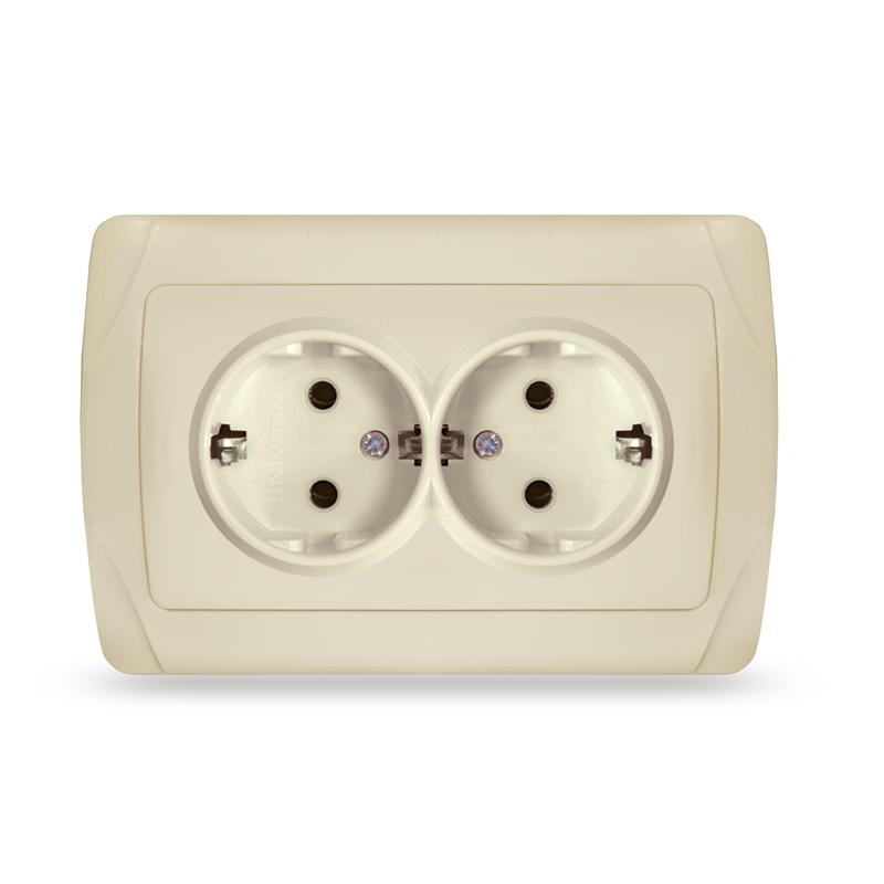 розетка 2-м сп маргарита 16а ip20 с заземл. сл.кость (ivory) universal м0128-i от BTSprom.by
