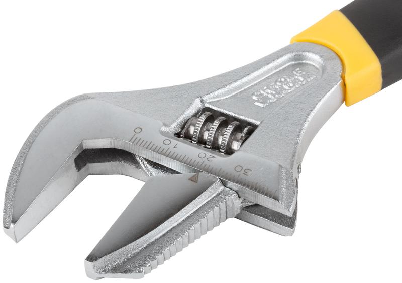  Ключ разводной "Техно" CrV узкие+переставная губки шкала увеличен. захват прорезин. ручка 200мм 40мм FIT 70189 фото в каталоге от BTSprom.by