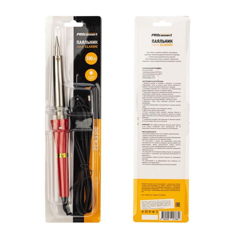  Паяльник с керам. нагревателем долговечное жало 220В/100Вт PROCONNECT 12-0126-4 фото в каталоге от BTSprom.by