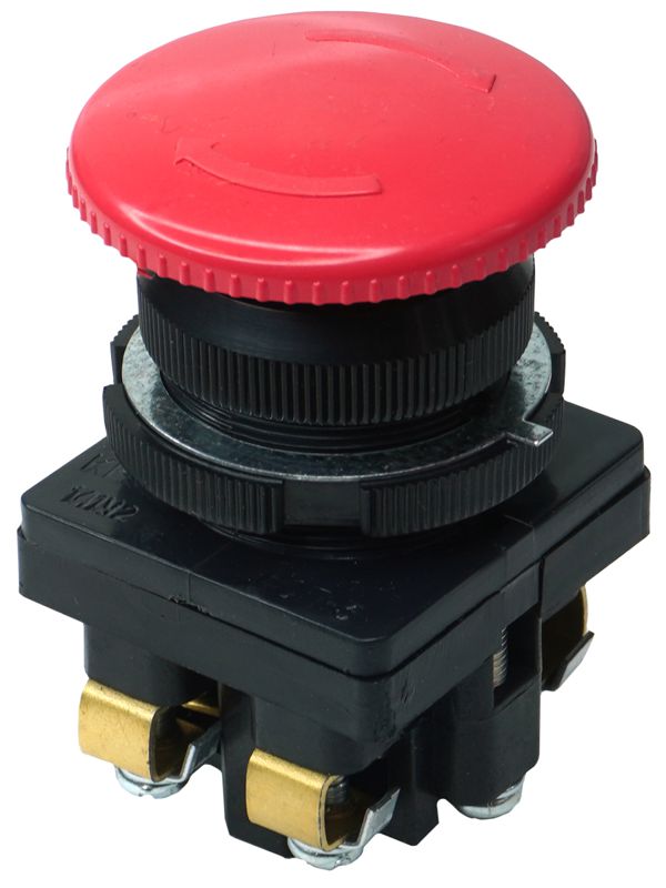 выключатель кнопочный ке-141 у2 исп.2 1но+1нз гриб с фиксацией 10а ip54 660в красн. электротехник et502409 от BTSprom.by