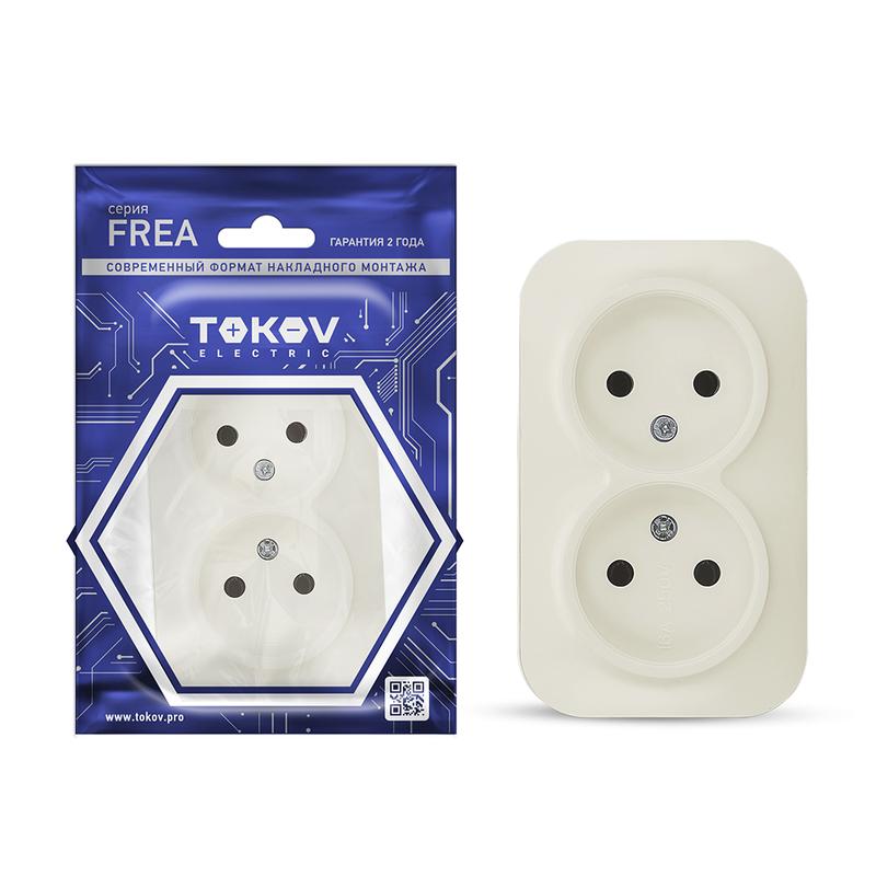 розетка 2-м оп frea 16а ip20 250в без заземл. абс-пластик беж. tokov electric tke-fr-r2-c02 от BTSprom.by