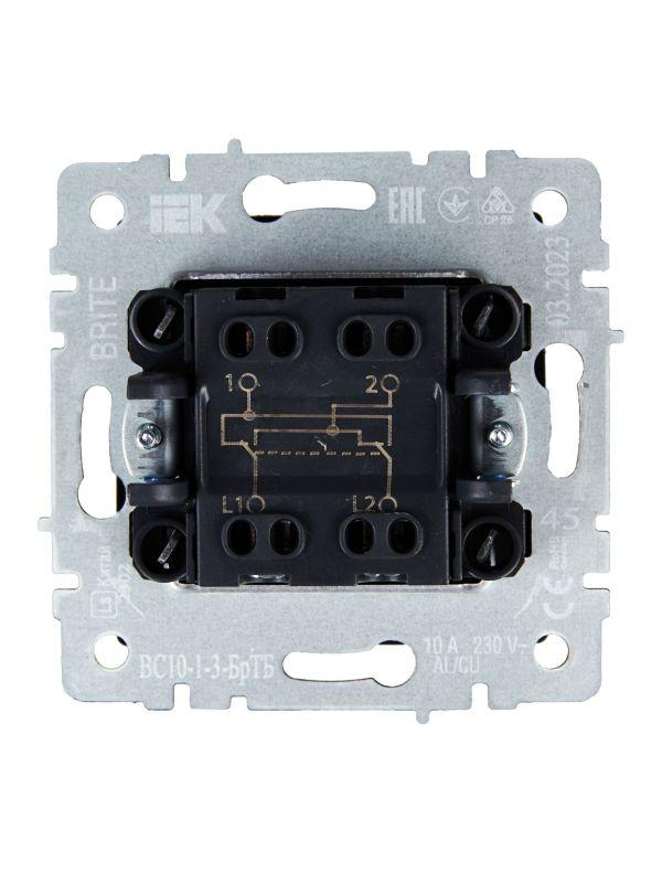  Выключатель перекрестный 1-кл. СП BRITE 10А ВС10-1-3-БрТБ механизм бронза IEK BR-V13-0-10-K45 фото в каталоге от BTSprom.by