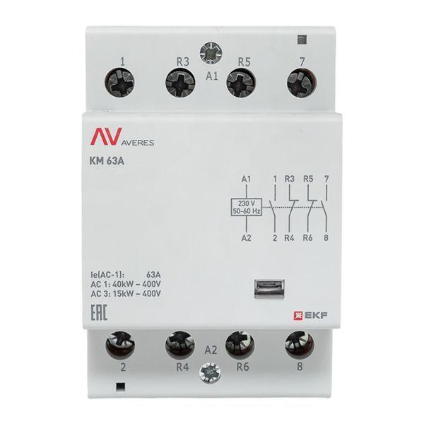  Контактор модульный КМ 63А 2NO+2NC 230В AC (3 мод.) AVERES EKF km-av-3-63-22-230V фото в каталоге от BTSprom.by
