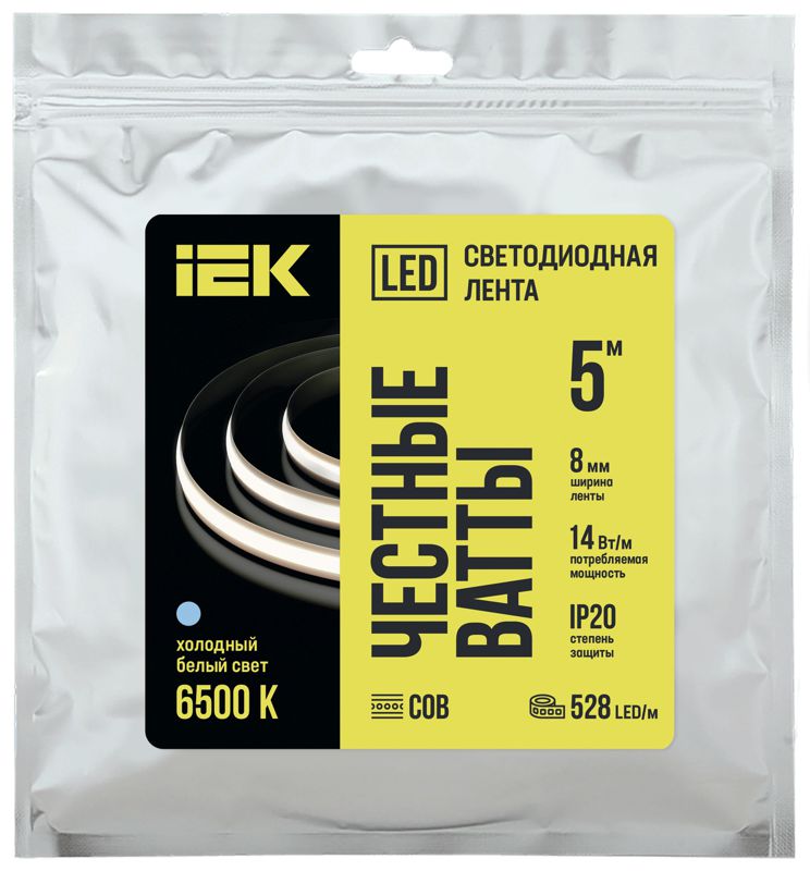 лента светодиодная cob-528led freecut 14вт/м ip20 24в 6500к (уп.5м) iek lsr11-2-528-20-05 от BTSprom.by