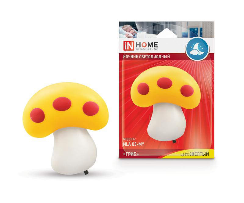 ночник светодиодный nla 03-my гриб 230в желт. с выкл. in home 4690612028989 от BTSprom.by