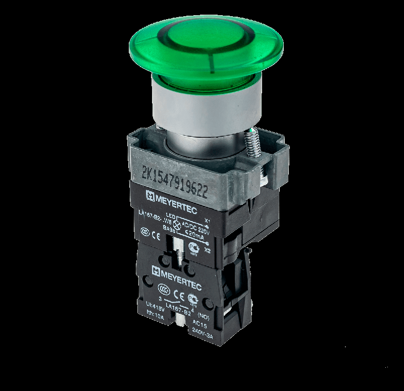 кнопка грибовидная с led подсветкой без фиксации 24в ac/dc 1no зел. d40 мм mtb2-bw3613 овен 59641 от BTSprom.by