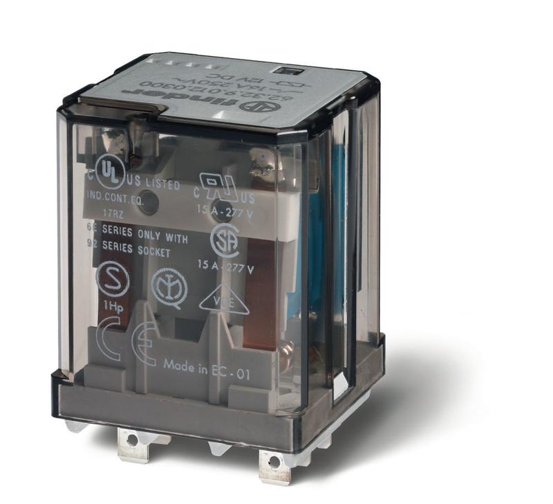 реле силовое электромеханич. монтаж в розетку или наконечники faston 187 (4.8х0.5мм) 2co 16а agcdo 12в dc rti опции: кнопка тест + мех. индикатор finder 623290120040 от BTSprom.by