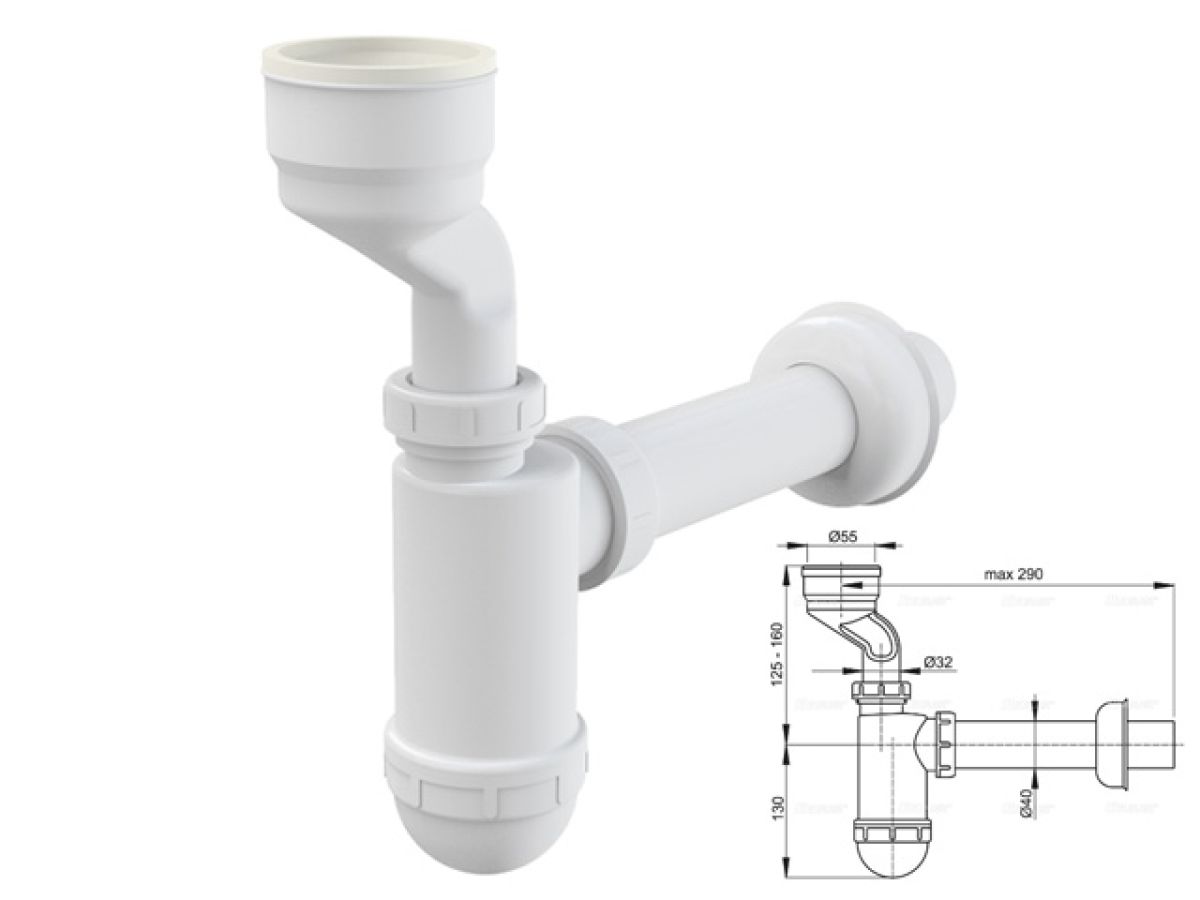 сифон для писсуара с манжетой, alcaplast a45a-bl-01 от BTSprom.by