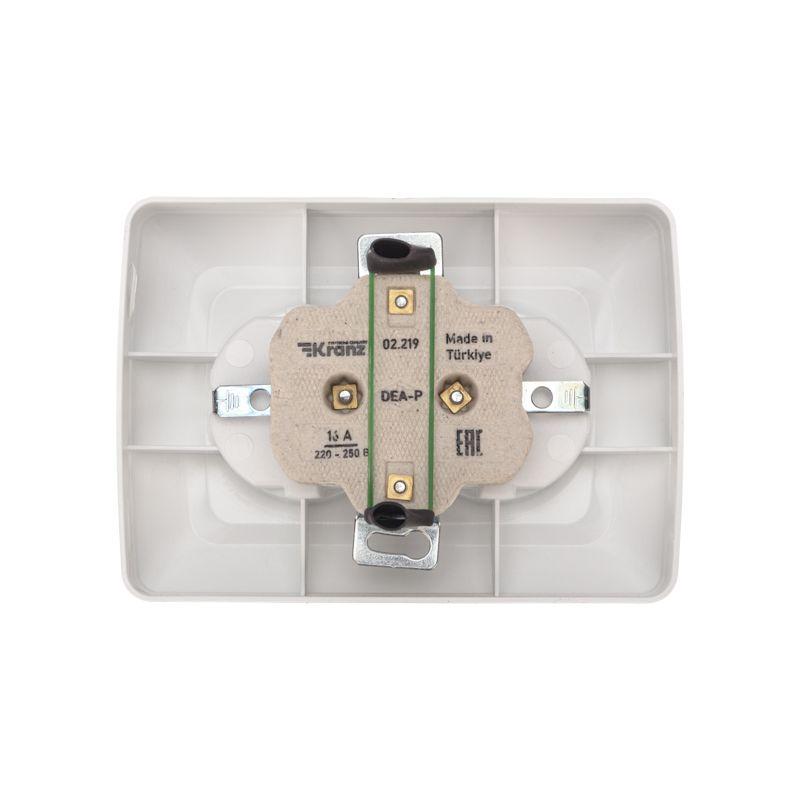  Розетка 2-м СП 16А DEA керамика с заземл. бел. Kranz KR-78-0220 фото в каталоге от BTSprom.by