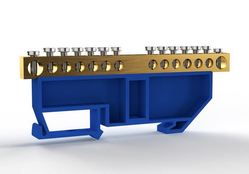 шина нулевая на din-изоляторе 6х9мм 14 отвер. латунь tokov electric tke-bcb-69-14-din/n от BTSprom.by
