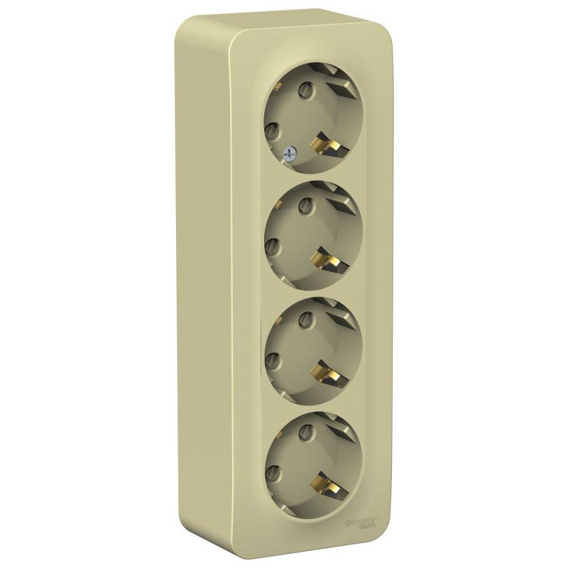 розетка 4-м оп blanca 16а ip20 250в с заземл. защ. шторки с изолир. пластиной беж. se blnra011417 от BTSprom.by