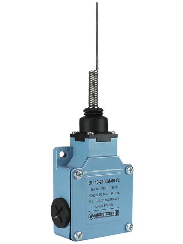 выключатель путевой вп 40-2106м-66 у2 1но+1нз ip66 рычаг пружинный "кошачий ус" мгновенный без сальника электротехник et008688 от BTSprom.by