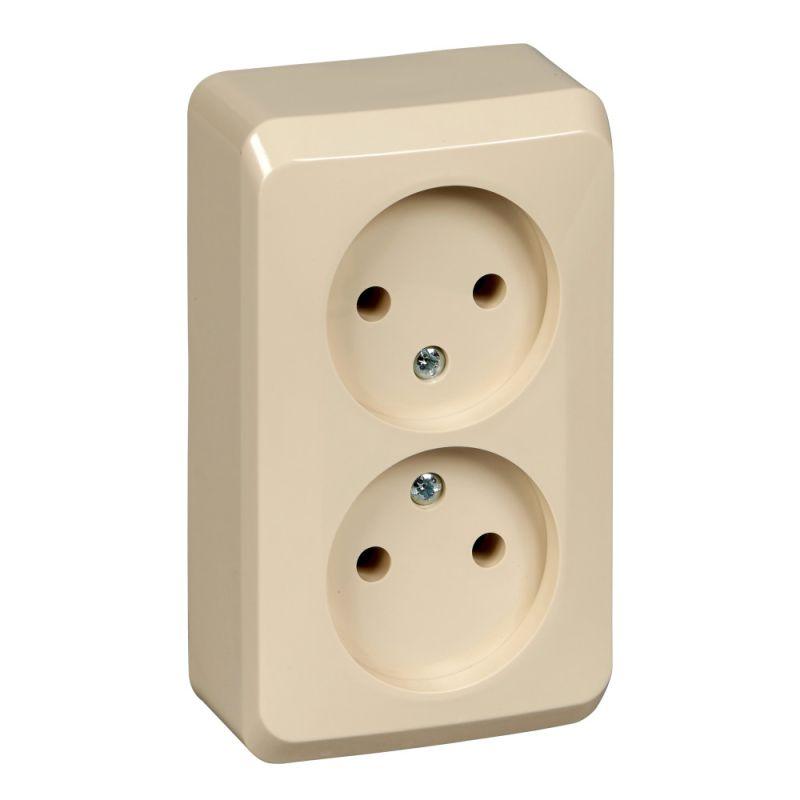 розетка 2-м оп этюд 16а ip20 250в без заземл. без защ. шторок крем. se pa16-005k от BTSprom.by