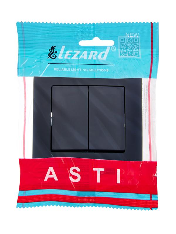  Выключатель 2-кл. 1п СП ASTI 10А IP20 в сборе черн. бархат LEZARD 7081-4242-101 фото в каталоге от BTSprom.by