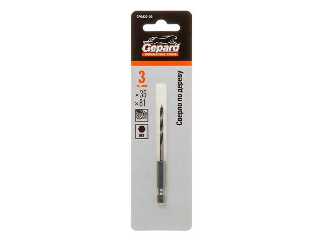 сверло по дереву  3х35х81 шестигр. gepard gp0422-03 от BTSprom.by