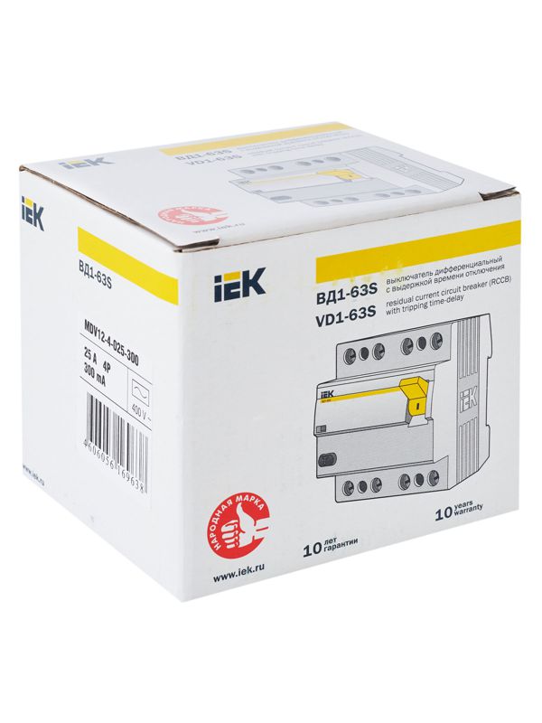  Выключатель дифференциального тока (УЗО) 4п 25А 300мА тип ACS ВД1-63S KARAT IEK MDV12-4-025-300 фото в каталоге от BTSprom.by