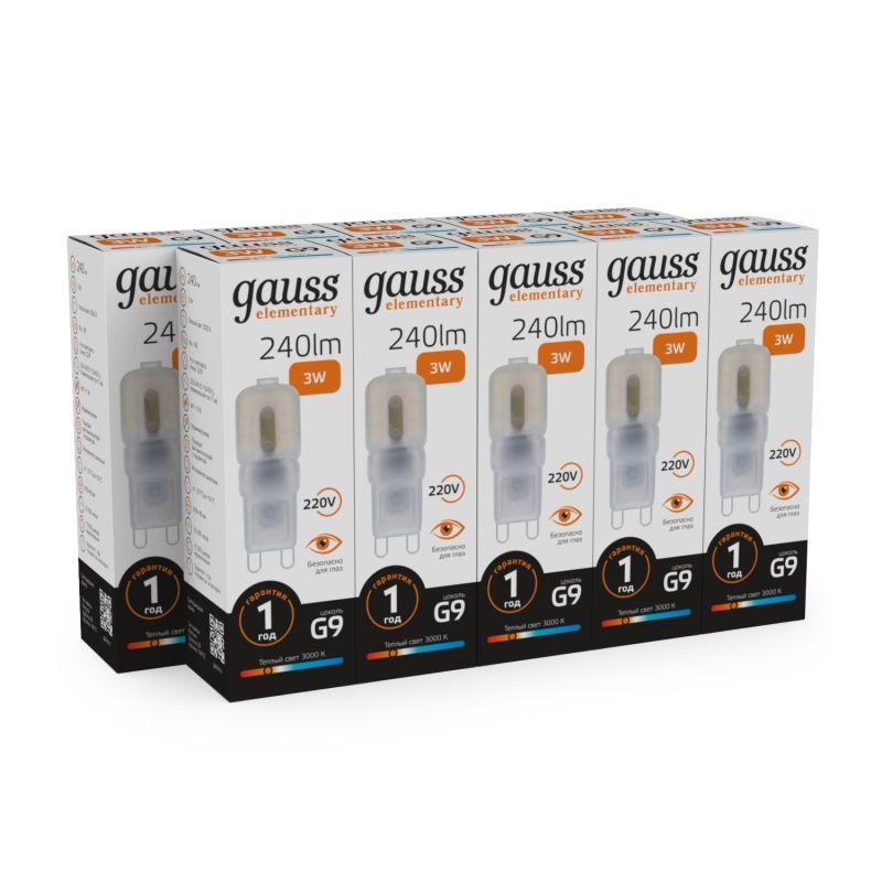 Лампа светодиодная Elementary 3Вт капсульная 3000К тепл. бел. G4 240лм пластик GAUSS 14913 фото в каталоге от BTSprom.by
