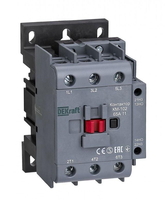контактор км-102 3п 65а кат. 230в ac 1но+1нз ac-3 ac-4 dekraft 22008dek от BTSprom.by