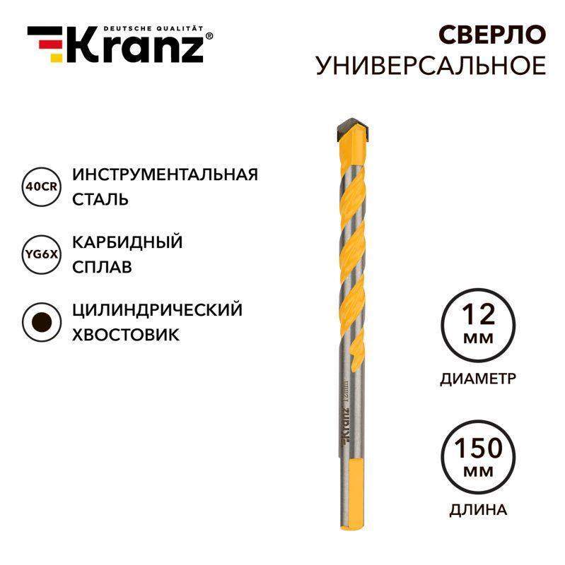 сверло универсальное твердосплавное 12мм kranz kr-91-0324 от BTSprom.by