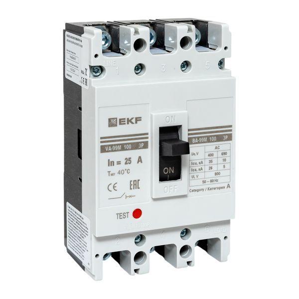 выключатель автоматический 3п 100/25а 35ка ва-99м proxima ekf mccb99-100-25m от BTSprom.by