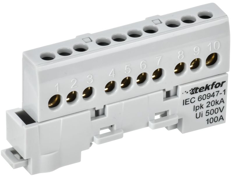 шина l "фаза" изол. на универс. держ. 6х9-10-ср tekfor iek tf-nn10-10-kl-k03 от BTSprom.by