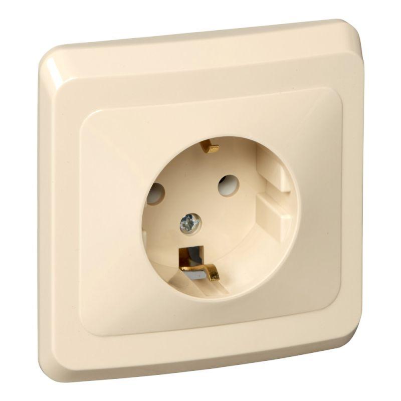 розетка 1-м сп этюд 16а ip20 250в с заземл. без защ. шторок крем. se pc16-003k от BTSprom.by