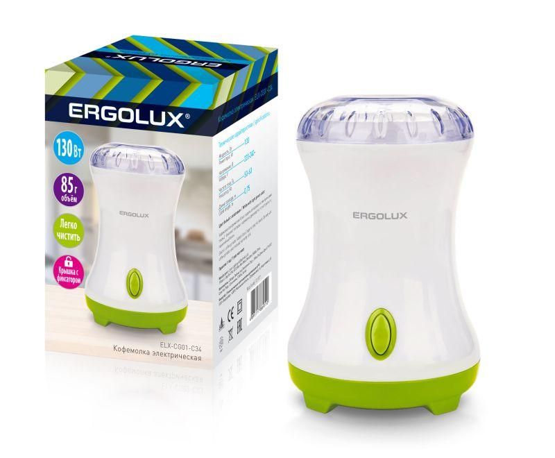 кофемолка электрич. elx-cg01-c34 130вт 220-240в 85г бел./салат. ergolux 13977 от BTSprom.by