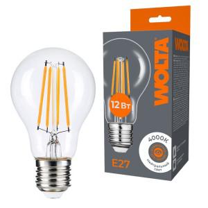 лампа светодиодная filament a60 12вт грушевидная прозрачная 4000к e27 1100лм wolta wf-a60-12w4ke27 от BTSprom.by