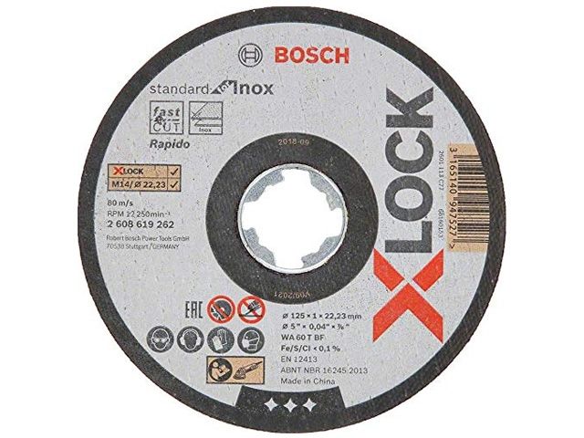 круг отрезной 125х1.0x22.2 мм для нерж. стали x-lock standard for inox bosch (прямой, подходит для всех типов ушм) 2608619262 от BTSprom.by