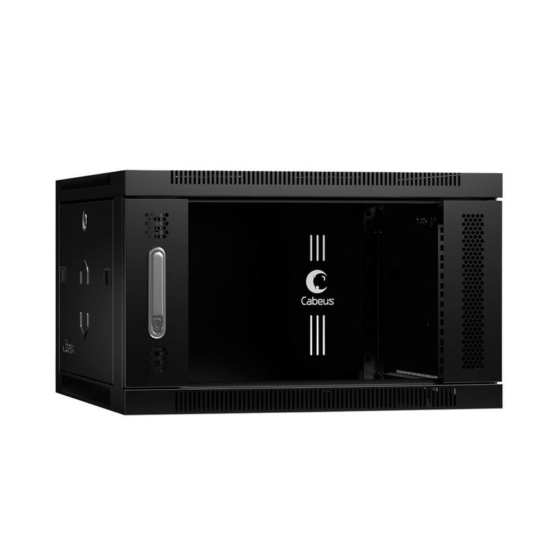 шкаф телекоммуникационный настенный sh-05f-6u60/45-bk 19дюйм 6u 600х450х368мм дверь стекло черн. (ral 9004) cabeus 8598c от BTSprom.by