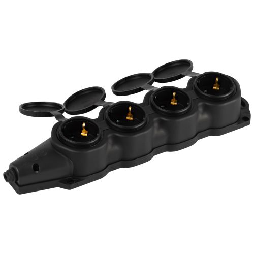  Колодка 4-м с заземл. 16A IP44 KX-4e-B-IP44 каучук. черн. Эра Б0068394 фото в каталоге от BTSprom.by