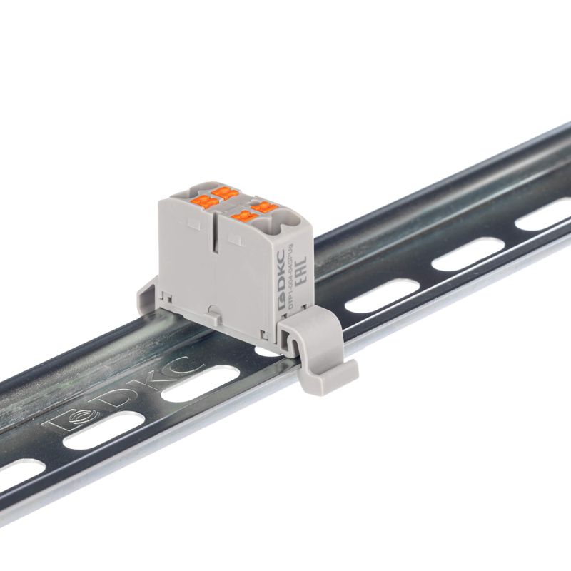  Блок распределительный зажим push-in 4 точки подключения 2.5кв.мм сер. DKC DTP1-004-04SPUG фото в каталоге от BTSprom.by