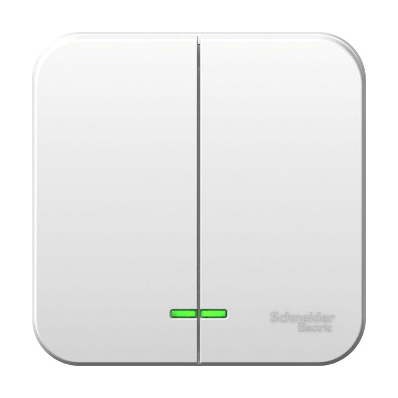 выключатель 2-кл. оп blanca 10а ip20 (сх. 5) 250в с подсветкой бел. se blnva105101 от BTSprom.by