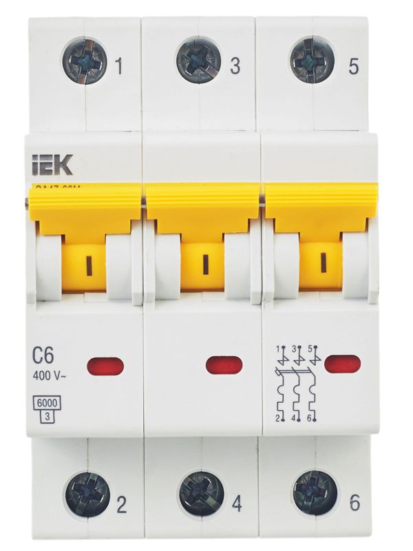  Выключатель автоматический модульный 3п C 6А 6кА ВА47-60M KARAT IEK MVA31-3-006-C фото в каталоге от BTSprom.by